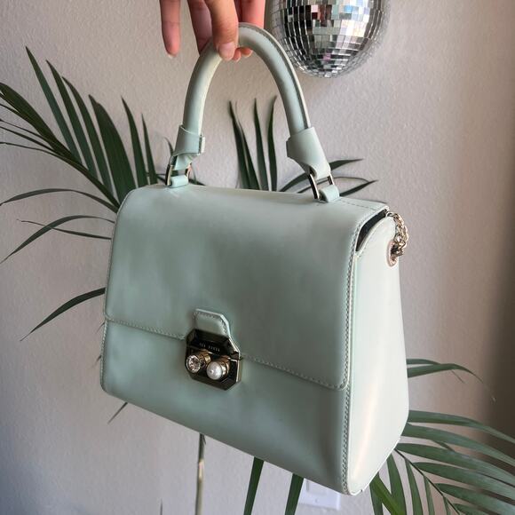 Ted Baker Mint Green Leather Mini Top Handle Bag - Picture 3 of 10